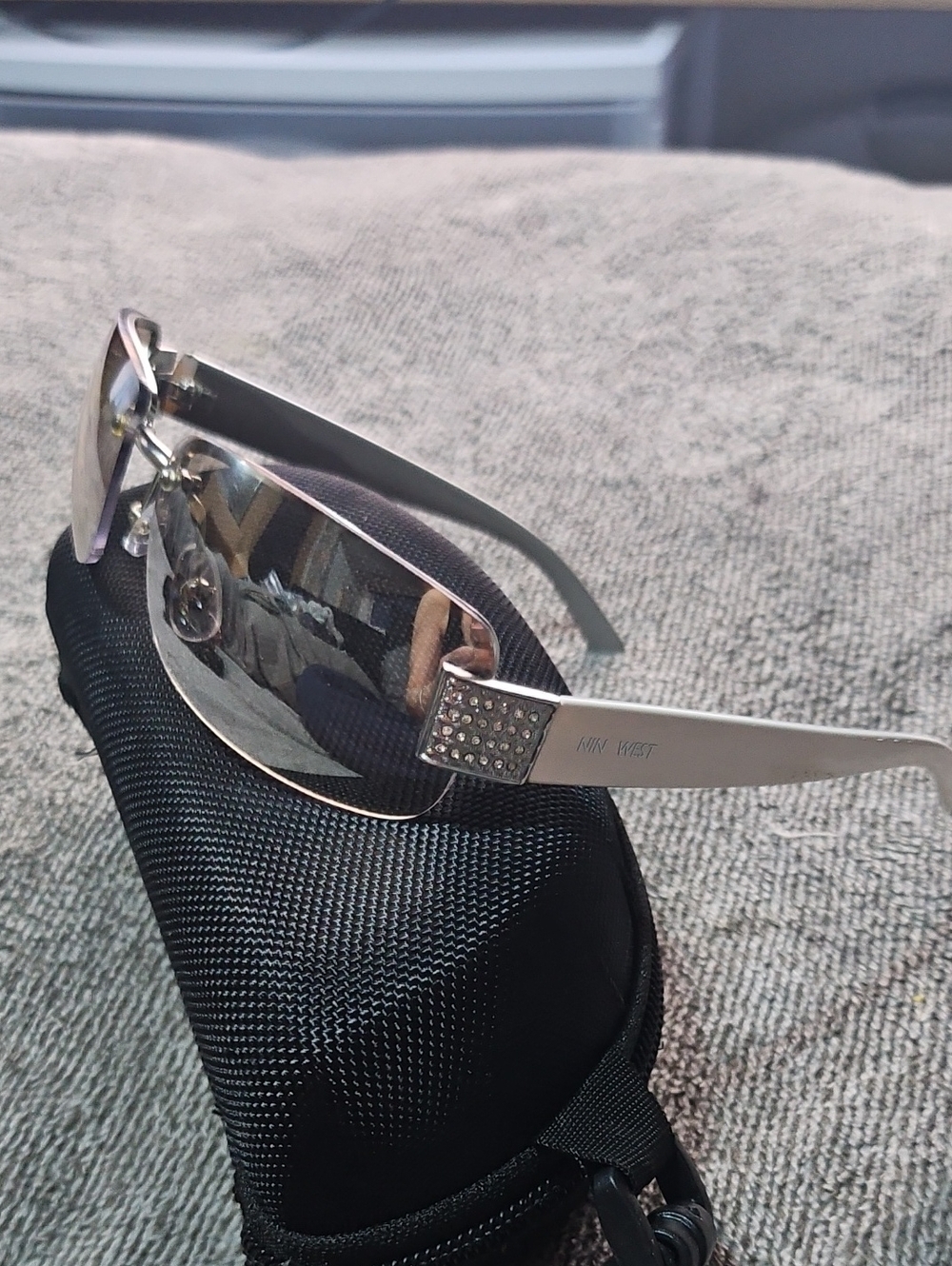 Nine West Silver Women's Sunglasses with Rhinestone Detail New
